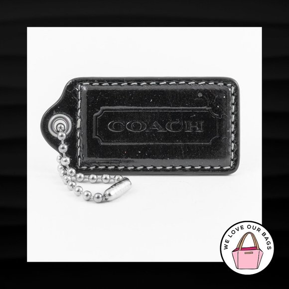 Coach Accessories - 2.5" Large COACH BLACK LEATHER NICKEL KEY FOB BAG CHARM KEYCHAIN HANG TAG